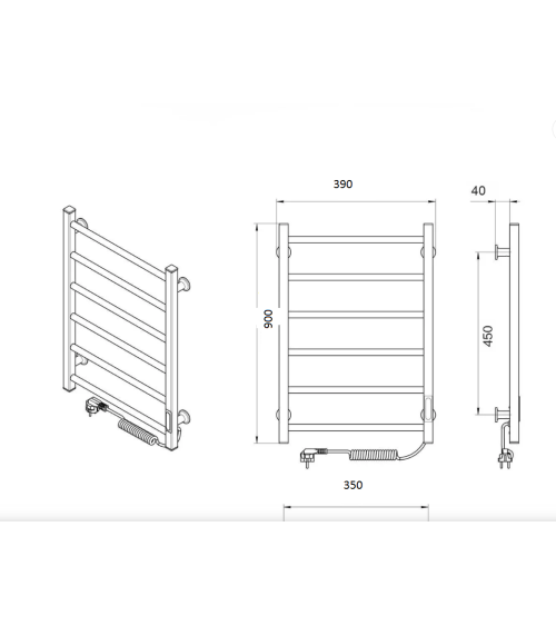 Elektrinis rankšluosčių džiovintuvas Laris Alfa,  pasirinkite spalvą 390x900