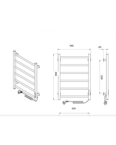 Elektrinis rankšluosčių džiovintuvas Laris Alfa,  pasirinkite spalvą 390x900