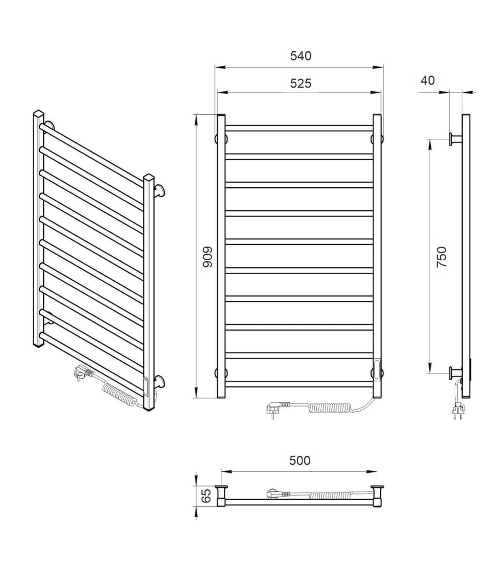 Elektrinis rankšluosčių džiovintuvas Laris Alfa, 540x900, pasirinkite spalvą