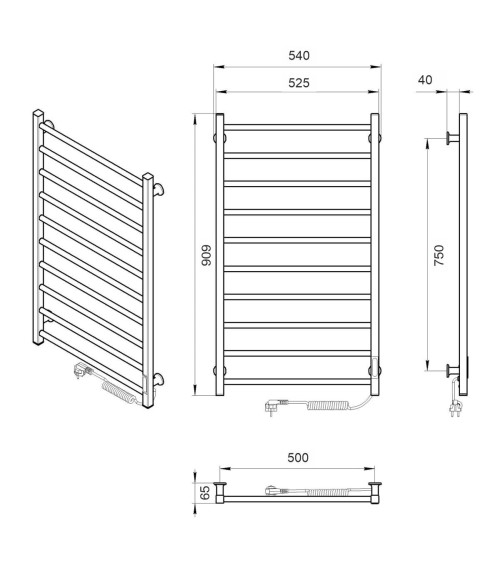 Elektrinis rankšluosčių džiovintuvas Laris Alfa, 540x900, pasirinkite spalvą