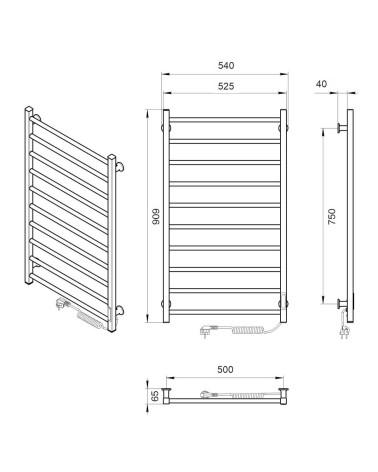 Elektrinis rankšluosčių džiovintuvas Laris Alfa, 540x900, pasirinkite spalvą