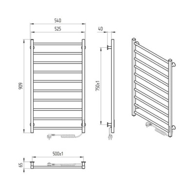 Elektrinis rankšluosčių džiovintuvas Laris Alfa, 540x900, pasirinkite spalvą
