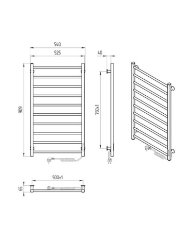 Elektrinis rankšluosčių džiovintuvas Laris Alfa, 540x900, pasirinkite spalvą