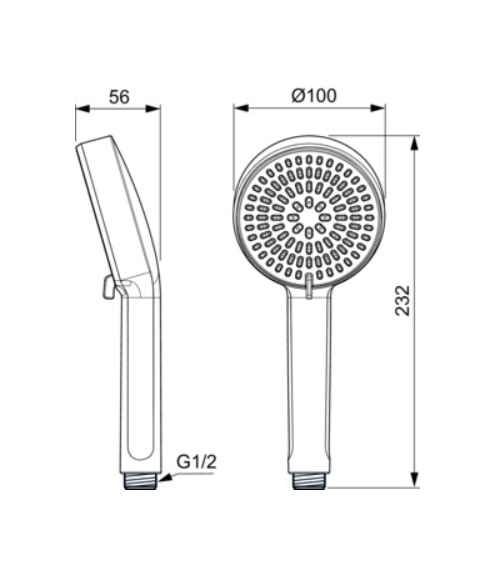 Ideal Standard Idealrain Alu+ rankinis dušas 100 mm, dvi funkcijos, chromas