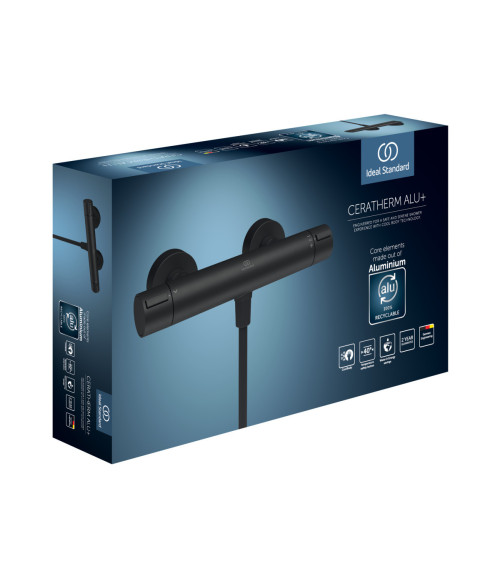 Ideal Standard ALU+ termostatinis dušo maišytuvas, matinė juoda