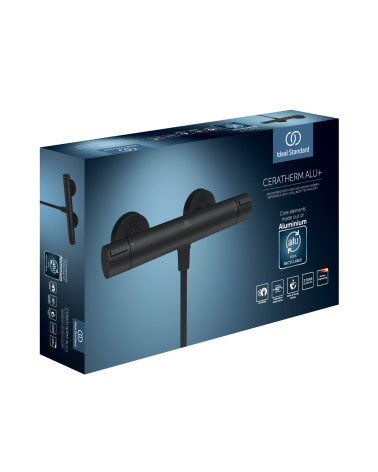 Ideal Standard ALU+ termostatinis dušo maišytuvas, matinė juoda