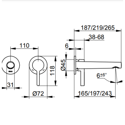 Keuco Edition 400 sieninis praustuvo maišytuvas 187 mm, pasirinkite spalvą