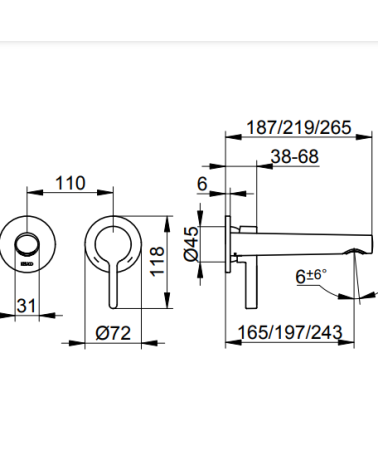 Keuco Edition 400 sieninis praustuvo maišytuvas 187 mm, pasirinkite spalvą