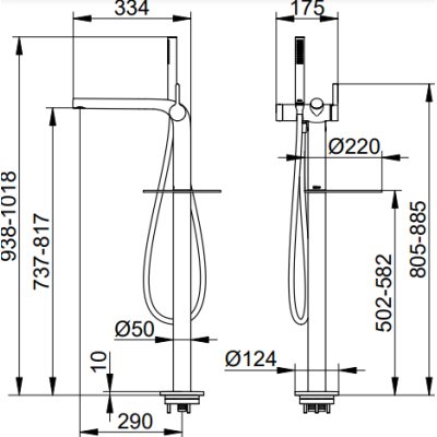 Keuco Edition 400 laisvai statomas vonios maišytuvas, pasirinkite spalvą