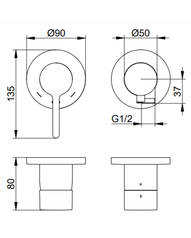 Keuco Edition 400 potinkinis dušo maišytuvas, dviejų krypčių, su dušo žarnos išvestimi, pasirinkite spalvą