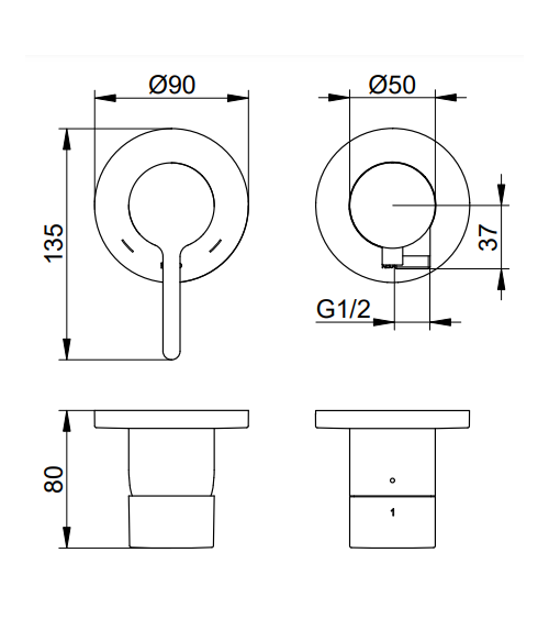 Keuco Edition 400 potinkinis dušo maišytuvas, dviejų krypčių, su dušo žarnos išvestimi, pasirinkite spalvą