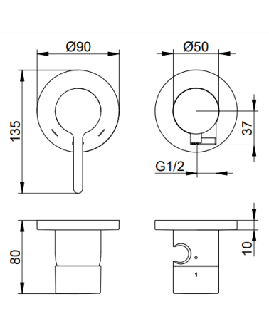 Keuco Edition 400 potinkinis dušo maišytuvas, dviejų krypčių, su dušo žarnos išvestimi ir laikikliu, pasirinkite spalvą