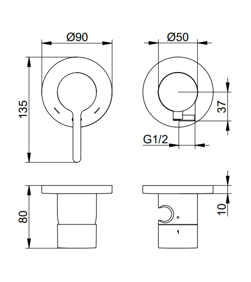 Keuco Edition 400 potinkinis dušo maišytuvas, dviejų krypčių, su dušo žarnos išvestimi ir laikikliu, pasirinkite spalvą