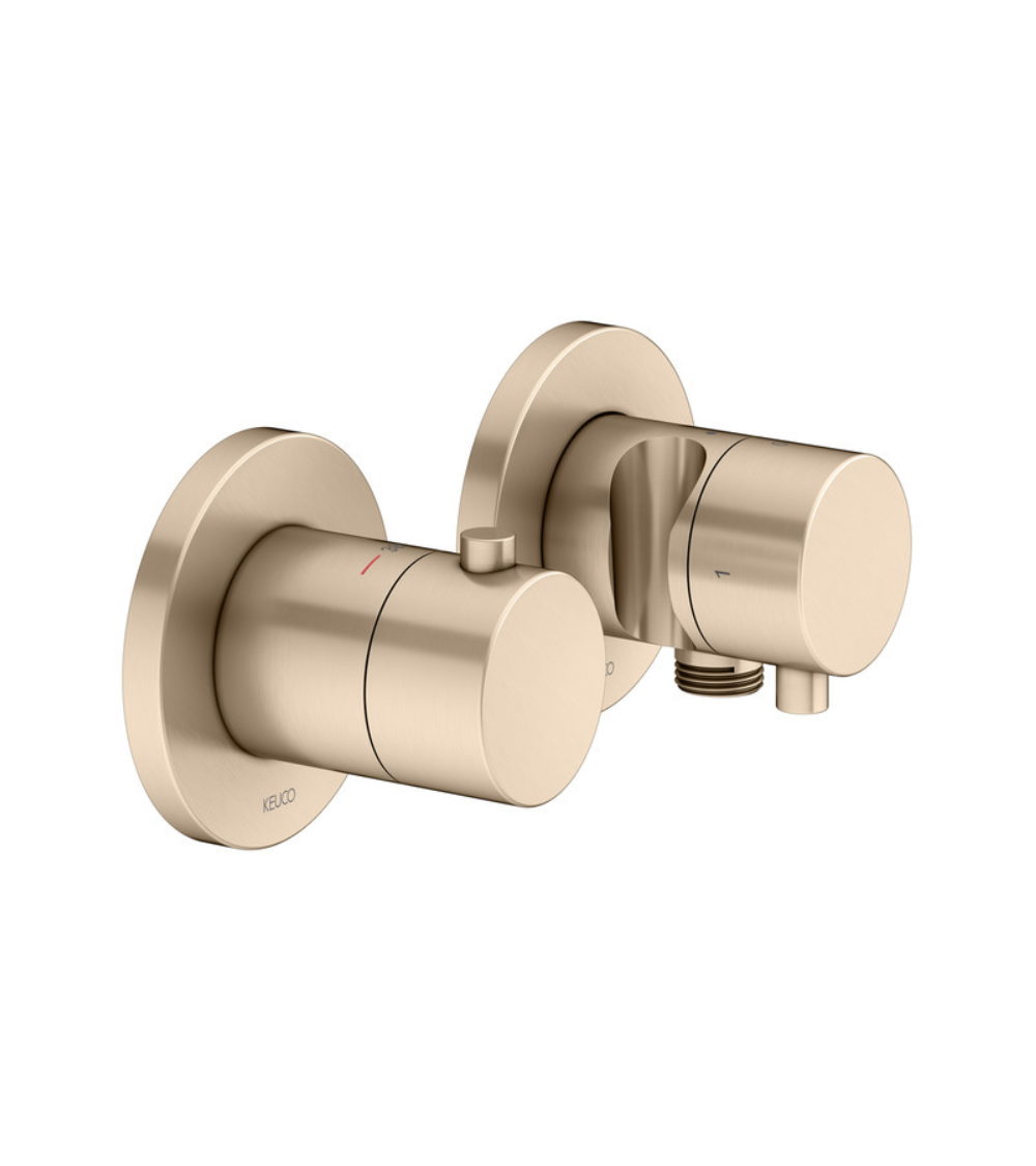 Keuco Edition 400 potinkinis termostatinis dušo maišytuvas, 3 krypčių, su dušo žarnos išvestimi ir laikikliu, pasirinkite spalvą
