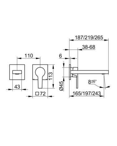 Keuco Edition 11 sieninis praustuvo maišytuvas 265 mm, pasirinkite spalvą