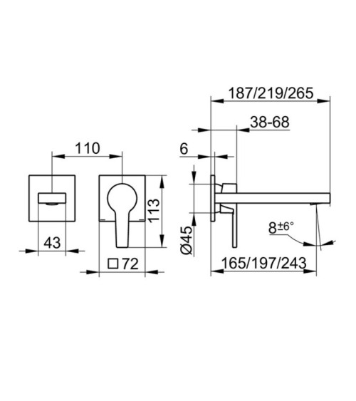 Keuco Edition 11 sieninis praustuvo maišytuvas 265 mm, pasirinkite spalvą