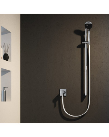 Keuco IXMO solo potinkinio dušo maišytuvo komplektas, su žarnos išvestimi ir kvadratine apdaila