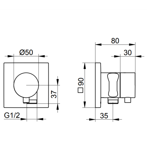 Keuco IXMO dviejų krypčių diverteris su dušo žarnos išvestimi ir laikikliu, pasirinkite spalvą