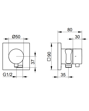 Keuco IXMO dviejų krypčių ir stop diverteris su dušo žarnos išvestimi ir laikikliu, pasirinkite spalvą
