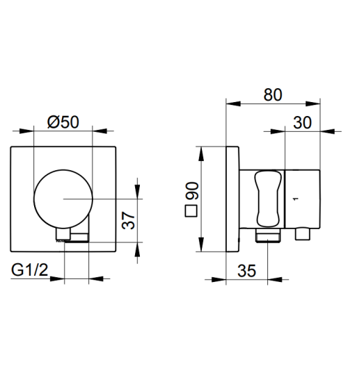 Keuco IXMO dviejų krypčių ir stop diverteris su dušo žarnos išvestimi ir laikikliu, pasirinkite spalvą