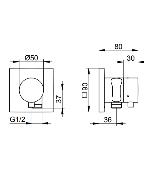 Keuco IXMO trijų krypčių diverteris su dušo žarnos išvestimi, laikikliu, kvadratine apdaila, pasirinkite spalvą