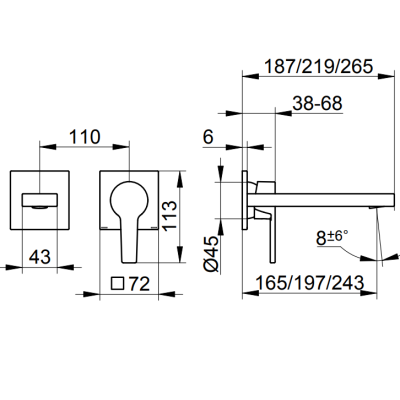Keuco Edition 11 sieninis praustuvo maišytuvas 187 mm, pasirinkite spalvą