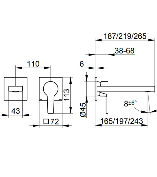 Keuco Edition 11 sieninis praustuvo maišytuvas 187 mm, pasirinkite spalvą