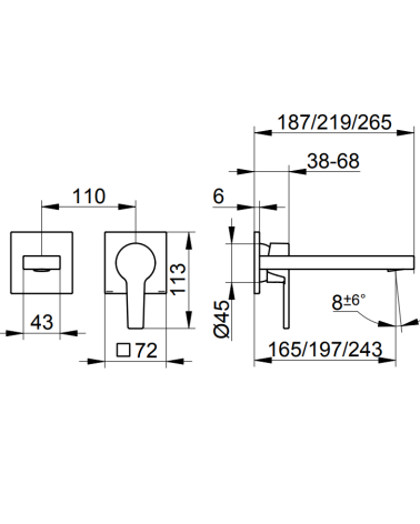 Keuco Edition 11 sieninis praustuvo maišytuvas 187 mm, pasirinkite spalvą