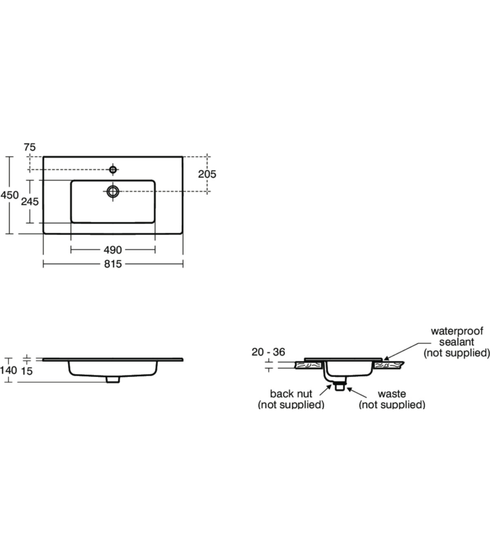 KOMPLEKTAS: Ideal Standard Eurovit pakabinama vonios spintelė su praustuvu 80 cm (815 x 450 x 565 mm)