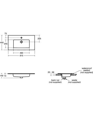 KOMPLEKTAS: Ideal Standard Eurovit pakabinama vonios spintelė su praustuvu 80 cm (815 x 450 x 565 mm)