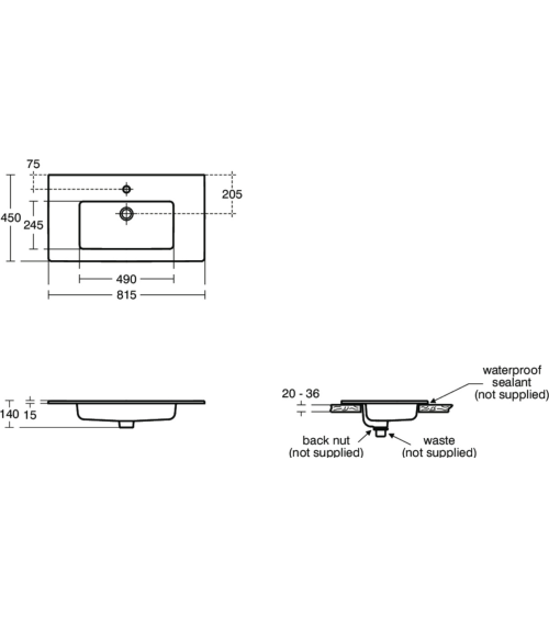 KOMPLEKTAS: Ideal Standard Eurovit pakabinama vonios spintelė su praustuvu 80 cm (815 x 450 x 565 mm)