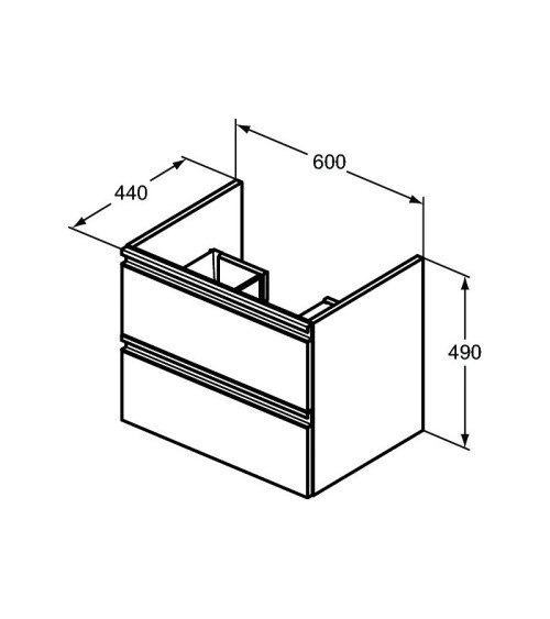 IŠPARDAVIMAS. Ideal Standard Tesi pakabinama vonios spintelė su praustuvu 60 cm, 2 stalčiai, soft close uždarymas