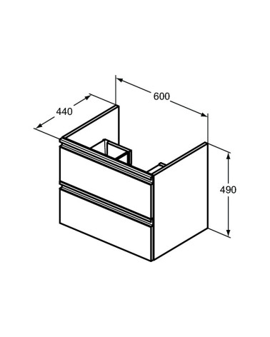 IŠPARDAVIMAS. Ideal Standard Tesi pakabinama vonios spintelė su praustuvu 60 cm, 2 stalčiai, soft close uždarymas
