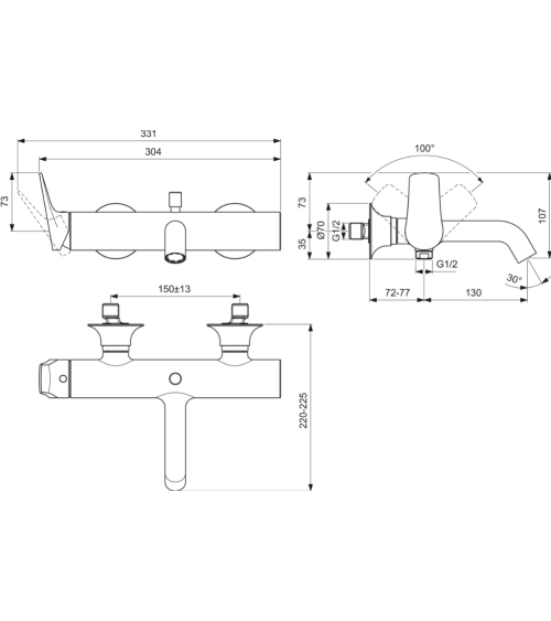 Ideal Standard La Dolce Vita vonios maišytuvas BD666A2, pasirinkite spalvą