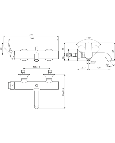 Ideal Standard La Dolce Vita vonios maišytuvas BD666A2, pasirinkite spalvą