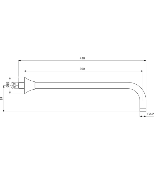 Ideal Standard La Dolce Vita Sieninė dušo galvos alkūnė, 400mm, pasirinkite spalvą