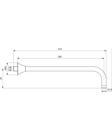Ideal Standard La Dolce Vita Sieninė dušo galvos alkūnė, 400mm, pasirinkite spalvą