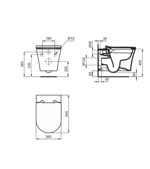 Ideal Standard La Dolce Vita  klozetas, be dangčio, Rimless, baltos spalvos