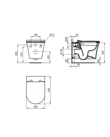 Ideal Standard La Dolce Vita  klozetas, be dangčio, Rimless, baltos spalvos