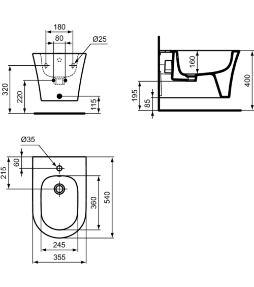 Ideal Standard La Dolce Vita pakabinama bide, baltos spalvos E263701