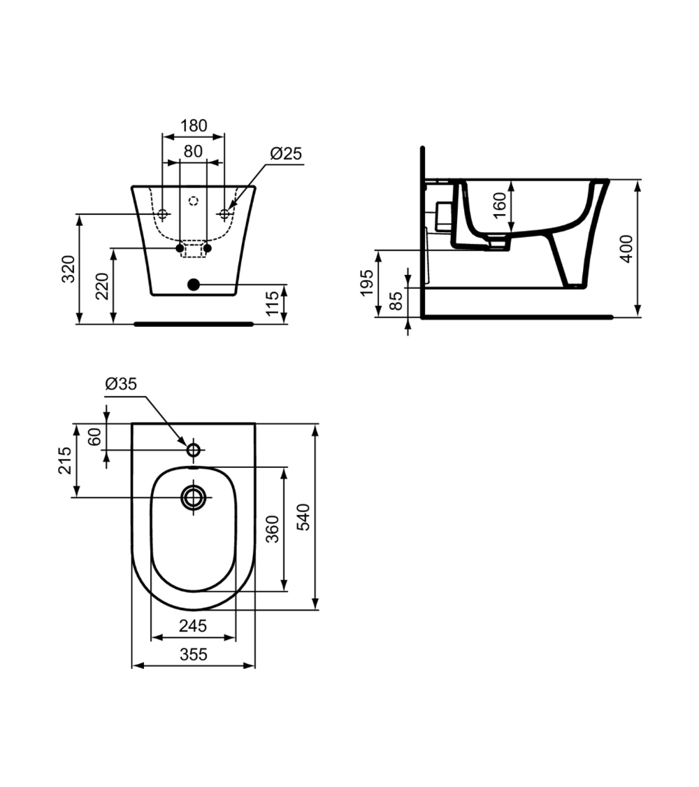 Ideal Standard La Dolce Vita pakabinama bide, baltos spalvos E263701