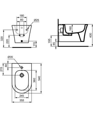 Ideal Standard La Dolce Vita pakabinama bide, baltos spalvos E263701