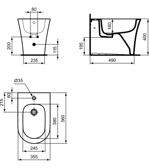 Ideal Standard La Dolce Vita pastatoma bide, baltos spalvos E263901
