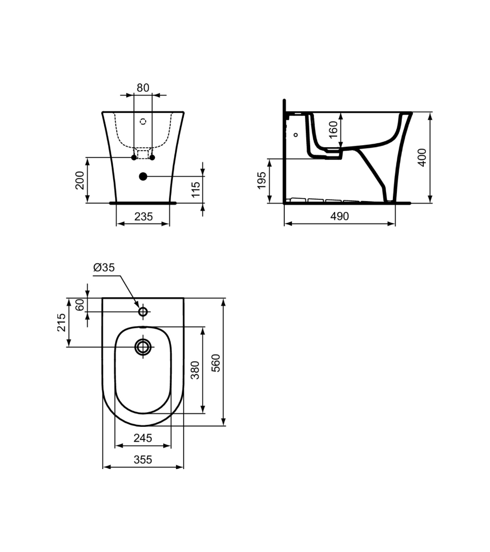 Ideal Standard La Dolce Vita pastatoma bide, baltos spalvos E263901