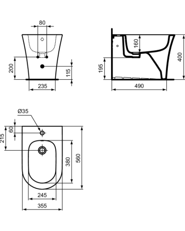 Ideal Standard La Dolce Vita pastatoma bide, baltos spalvos E263901