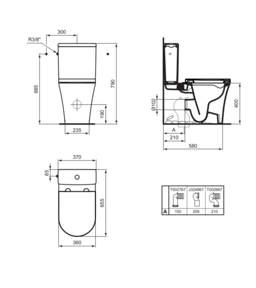 Ideal Standard La Dolce Vita pastatomo klozeto puodas, Aquablade, priglaudžiamas prie sienos, baltos spalvos