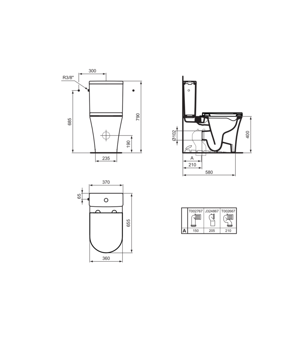 Ideal Standard La Dolce Vita pastatomo klozeto puodas, Aquablade, priglaudžiamas prie sienos, baltos spalvos