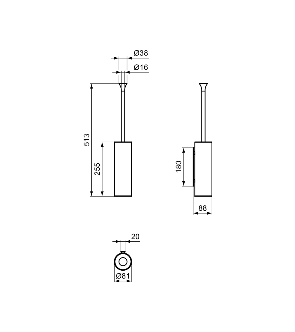 Ideal Standard La Dolce Vita pakabinamas WC šepetys, pasirinkite spalvą