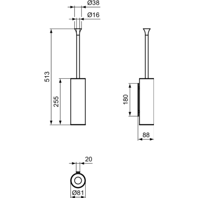 Ideal Standard La Dolce Vita pakabinamas WC šepetys, pasirinkite spalvą