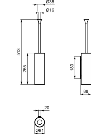 Ideal Standard La Dolce Vita pakabinamas WC šepetys, pasirinkite spalvą